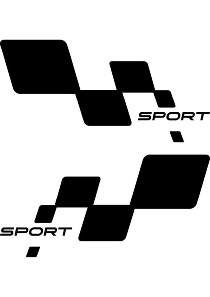 Sport Damalı Yazı Araba Oto Sticker Set Sağ ve Sol Takım
