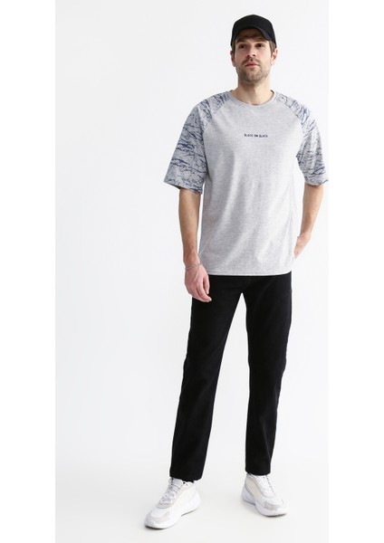 Bisiklet Yaka Baskılı Gri Melanj Erkek T-Shirt E-Mıkes fiyatları
