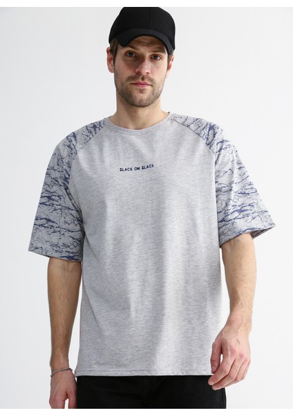 Bisiklet Yaka Baskılı Gri Melanj Erkek T-Shirt E-Mıkes modelleri