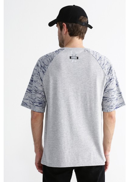 Bisiklet Yaka Baskılı Gri Melanj Erkek T-Shirt E-Mıkes fırsatları