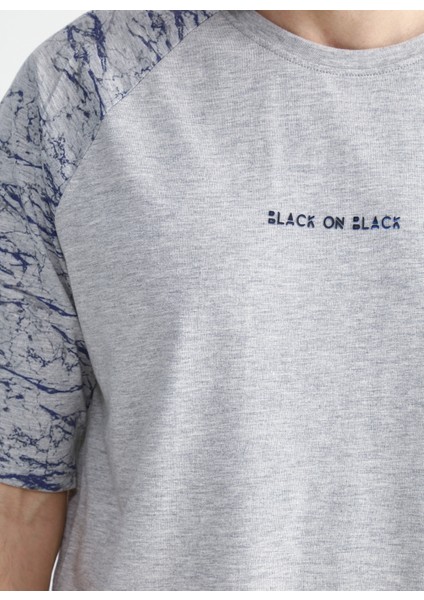 Bisiklet Yaka Baskılı Gri Melanj Erkek T-Shirt E-Mıkes indirimleri