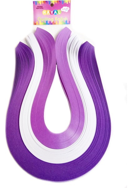 5mm 300 Quilling Kağıdı - Mor, Beyaz ve Lila 300'LÜ
