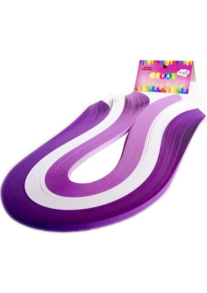 5mm 300 Quilling Kağıdı - Mor, Beyaz ve Lila 300'LÜ