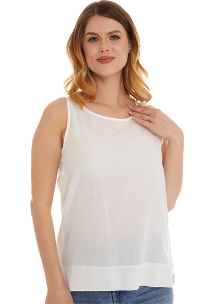 Beyaz Kolsuz Poplin Bluz fırsatları