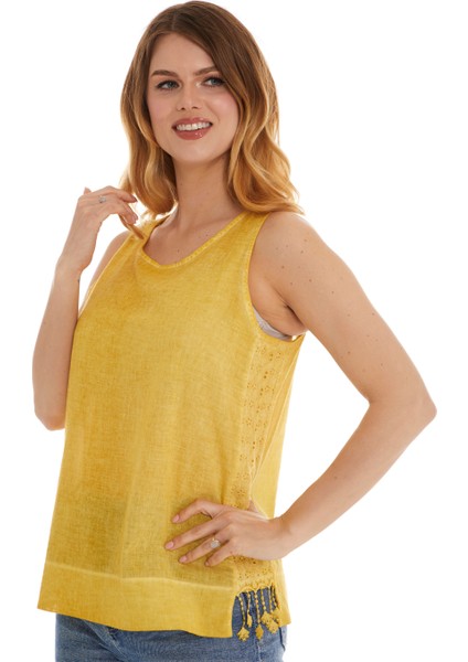 Sarı Kolsuz Poplin Bluz fırsatları