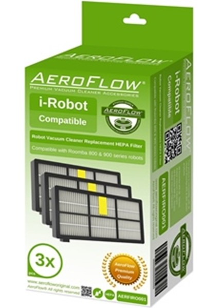 Aeroflow Irobot Uyumlu Roombaa 800 Filtre 3'lü Paket