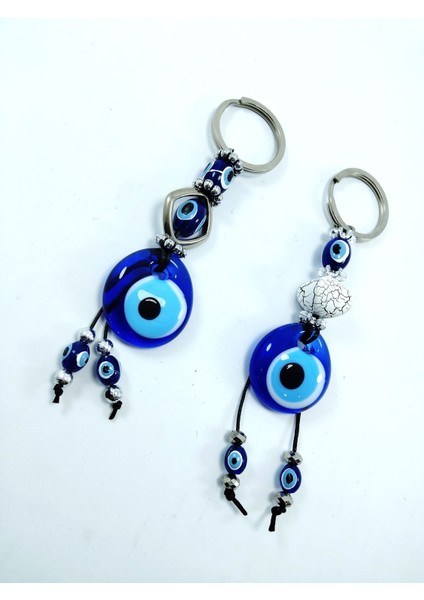 Cam Nazar Boncuğu Anahtarlık/araba Dikiz Ayna Süsü El Yapımı Eşya Seti fırsatları