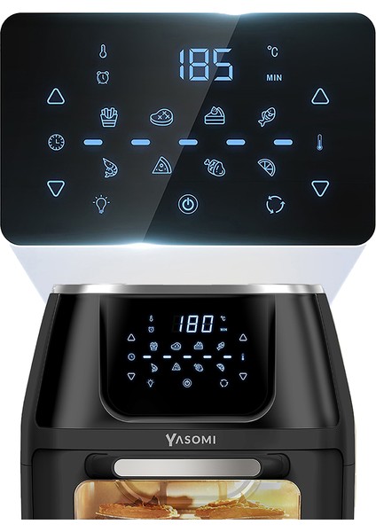 Y88 Xxl Siyah 1500W 8 Litre Airfryer Oven Fritöz ( Yasomi Türkiye Garantili)