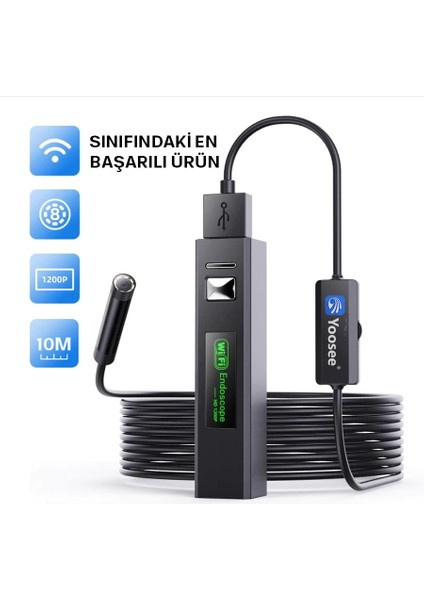 Wifi & USB LED Tel Yılan 1080P Full Hd Endoskop Su Geçirmez Kamera 5 mt