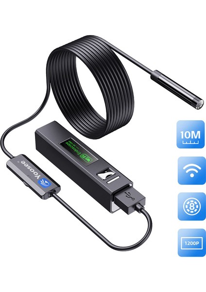 Wifi & USB LED Tel Yılan 1080P Full Hd Endoskop Su Geçirmez Kamera 5 mt