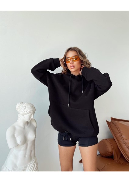 Kadın Siyah Basic Sweatshirt MW2242