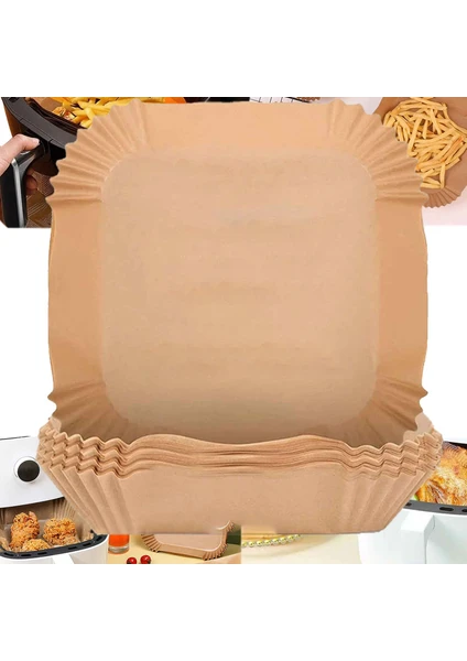 Iles Gurme Airfryer Fritöz Pişirme Kağıdı, Tüm Markalara Uygun, Gıda Sınıfı, Kare, 50'li, 16X4.5 cm