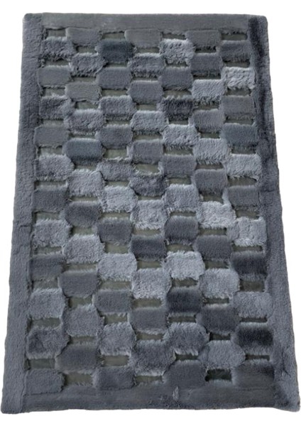 Antrasit Renk Parçalı Peluş Halı 240 x 340 cm