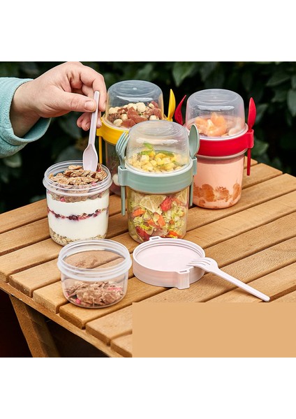 Take "n" Go Kaşıklı ve Çatallı Müsli Kabı 650 ml (Kırmızı)