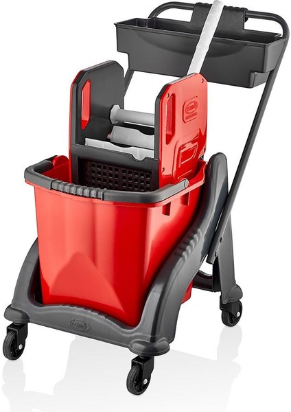 Professional Tek Kovalı Temizlik Seti Plastik Çelik Presli Kat Arabası