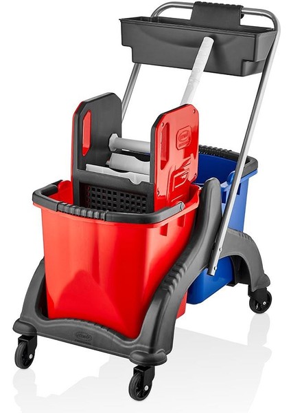 Professional Çift Kovalı Temizlik Seti Plastik Plastik Presli Kat Arabası