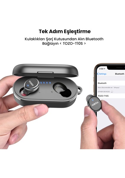 T10S Stereo Ipx8 Su Geçirmez Kablosuz Şarj Özellikli Anc Gürültü Engelleyici Kablosuz 5.3 Bluetooth Kulaklık( Tozo Türkiye Garantili )