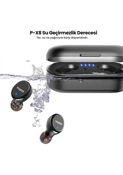 T10S Stereo Ipx8 Su Geçirmez Kablosuz Şarj Özellikli Anc Gürültü Engelleyici Kablosuz 5.3 Bluetooth Kulaklık( Tozo Türkiye Garantili )