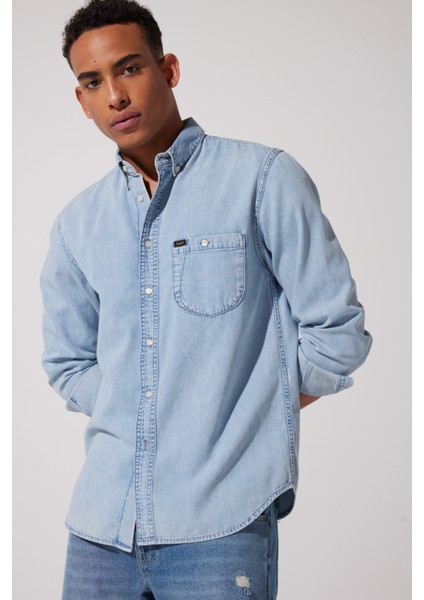 Lee Regular Fit Normal Kesim %100 Pamuk Mavi Jean Kot Gömlek