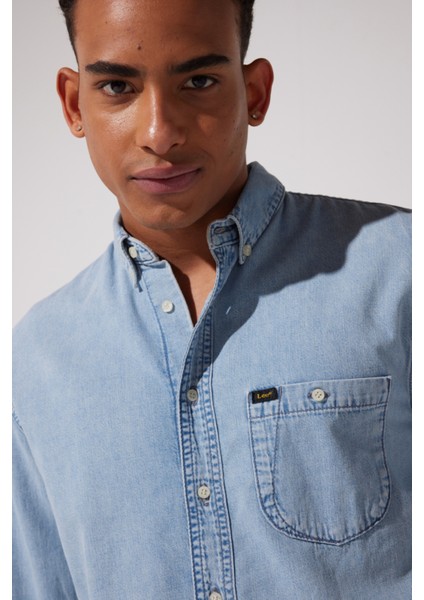 Lee Regular Fit Normal Kesim %100 Pamuk Mavi Jean Kot Gömlek modelleri