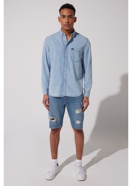 Lee Regular Fit Normal Kesim %100 Pamuk Mavi Jean Kot Gömlek indirimleri