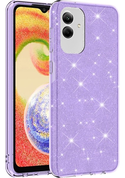 Samsung Galaxy A04 Uyumlu Luxury Simli Taşlı Parlak Silikon Tam Koruma Kadın Telefon Kılıfı Kapak