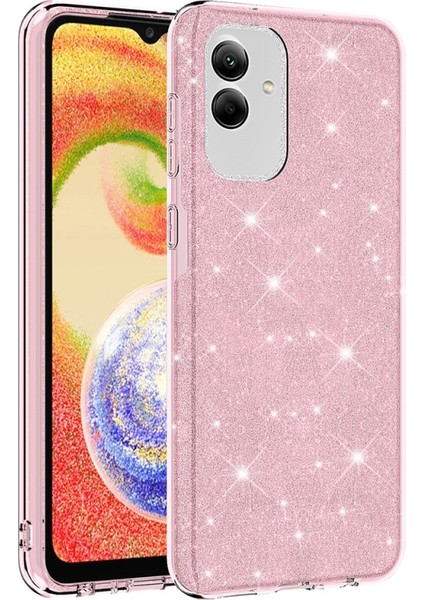 Samsung Galaxy A04 Uyumlu Luxury Simli Taşlı Parlak Silikon Tam Koruma Kadın Telefon Kılıfı Kapak