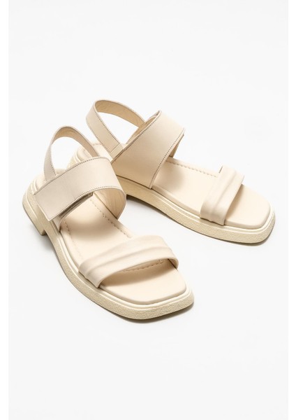 Bej Deri Kadın Düz Sandalet fiyatları