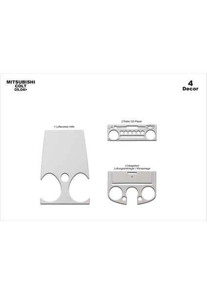 Meriç® Mitsubishi Colt Ön Torpido Kaplama Maun 4 Parça 2004-2007