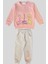 3-7 Yaş Kız Çocuk Kedi Desenli Takım Pudra 1