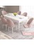 Concept Roz Serisi 80X132 Mdf Açılabilir Beyaz Mutfak Masa Takımı 6 Sandalye Gold Halkalı 1