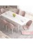 Concept Roz Serisi 80X132 Mdf Açılabilir Beyaz Mutfak Masa Takımı 6 Sandalye Gold Halkalı 2