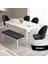 Concept Roz Serisi 80X132 Mdf Açılabilir Beyaz Mermer Desen Mutfak Masası 4 Sandalye ve 1 Bench Gold Halka 2
