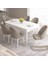 Concept Roz Serisi 80X132 Mdf Açılabilir Beyaz Mutfak Masa Takımı 6 Sandalye Gold Halkalı 2