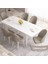 Concept Roz Serisi 80X132 Mdf Açılabilir Beyaz Mutfak Masa Takımı 6 Sandalye Gold Halkalı 3