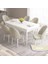 Concept Roz Serisi 80X132 Mdf Açılabilir Beyaz Mutfak Masa Takımı 6 Sandalye Gold Halkalı 3