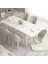 Concept Roz SERISI,80X132 Mdf Açılabilir Beyaz Mermer Desen Mutfak Masası Takımı 6 Sandalye Gold Halkalı 2