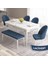 Concept Roz Serisi 80X132 Mdf Açılabilir Beyaz Mermer Desen Mutfak Masası 4 Sandalye ve 1 Bench Gold Halka 1