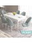 Concept Roz Serisi 80X132 Mdf Açılabilir Beyaz Mutfak Masa Takımı 6 Sandalye Gold Halkalı 1