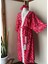 Krinkıl Kumaş Pembe Zebra Desenli Kadın Uzun Kimono Tokalı Set 1