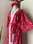 Krinkıl Kumaş Pembe Zebra Desenli Kadın Uzun Kimono Tokalı Set 3