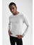 Slim Fit Bisiklet Yaka Yamalı Kol Detaylı Triko Kazak R1110AZ22WN 8