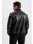 Slim Fit Kolej Yaka Bomber Suni Deri Mont Y5367AZ23SP 8