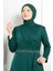 Fırfırlı Taş Işleme Detaylı Elbise Zümrüt FHM874 4