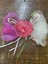 16X10 cm Parlak Fiyonk Pembe Çiçekli Aplike Hobi Dikiş Aksesuarı 1