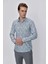 Erkek Mavi Pamuk Baskılı Slim Fit Dar Kesim Gömlek 2