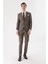 Erkek Kahve Yünlü Düz Desen 6 Drop Slim Fit Takım Elbise 1