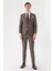 Erkek Kahve Yünlü Düz Desen 6 Drop Slim Fit Takım Elbise 2
