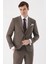 Erkek Kahve Yünlü Düz Desen 6 Drop Slim Fit Takım Elbise 3