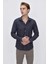 Erkek Lacivert Microcotton Baskılı Slim Fit Gömlek 4
